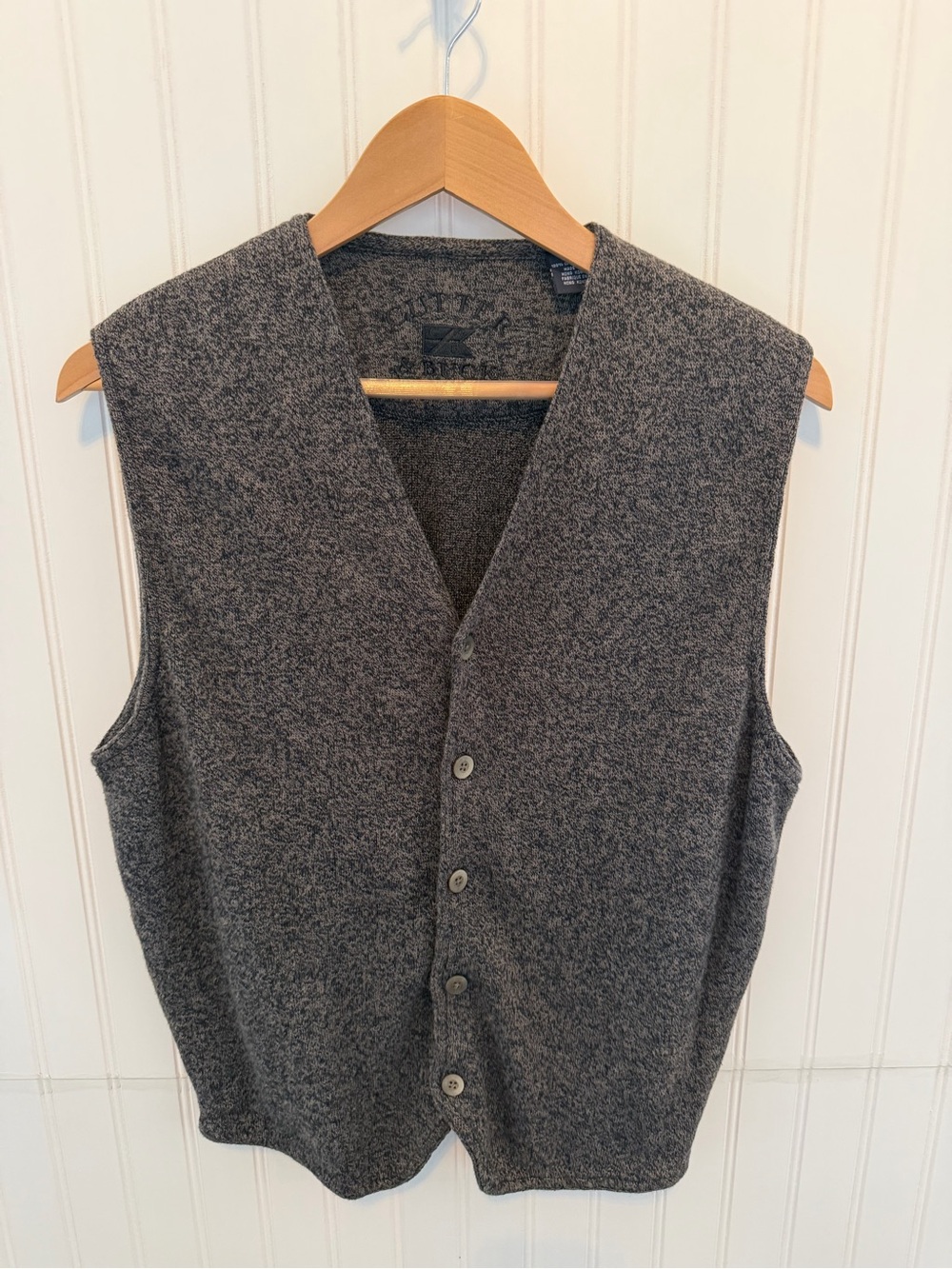 Cutter & Buck Men's Gray Button-Front Knit Vest Size Medium 100% Cotton